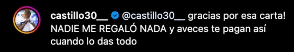 La respuesta de Nicolás Castillo