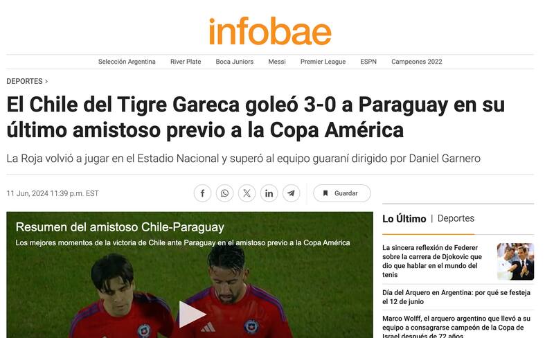 Así informó la prensa argentina el triunfo de Chile.