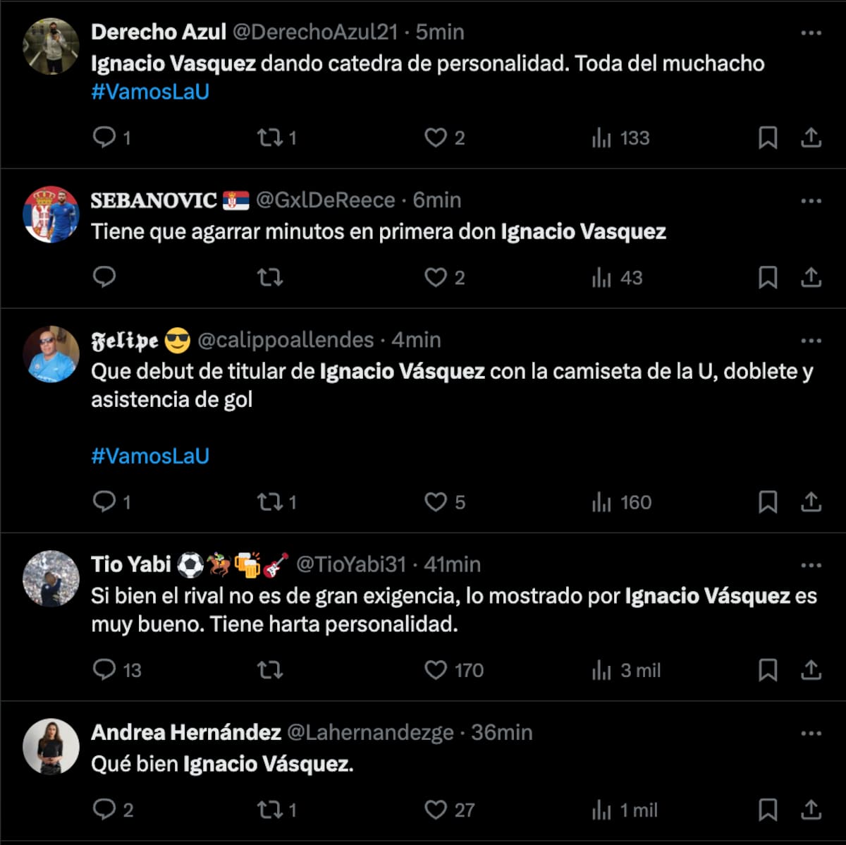 Hinchas de la U deliraron tras la actuación de Ignacio Vásquez.