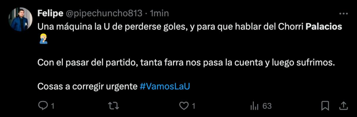 Hinchas de la U cuestionaron al Chorri Palacios.