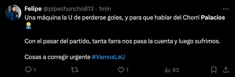 Hinchas de la U cuestionaron al Chorri Palacios.