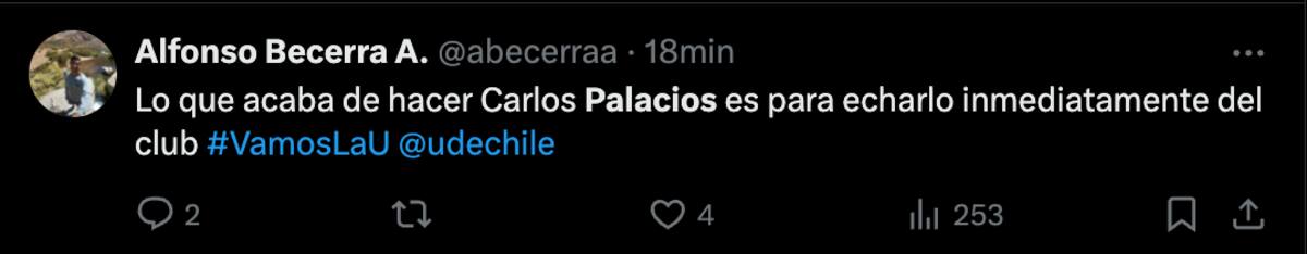 Hinchas de la U cuestionaron al Chorri Palacios.