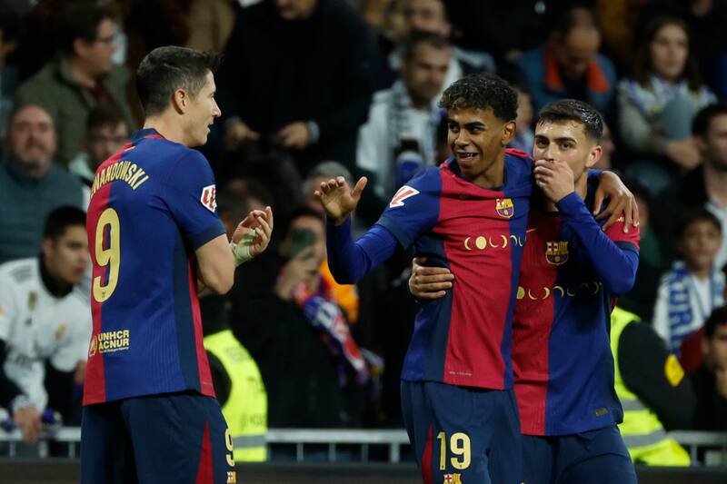 Lamine Yamal brilló en la goleada del Barcelona. EFE