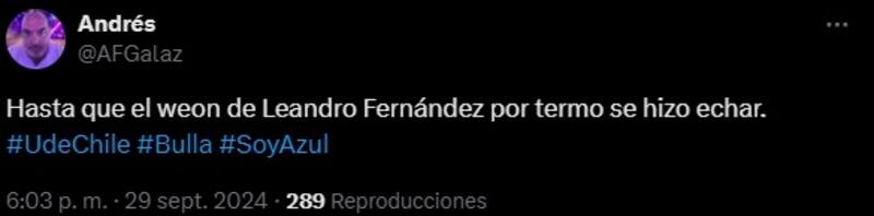 Leandro Fernández es criticado por la expulsión.