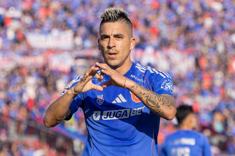 Leandro Fernández celebra su gol en el duelo de U. de Chile frente a O'Higgins por la Liga de Primera 2025. Foto: Felipe Escobedo