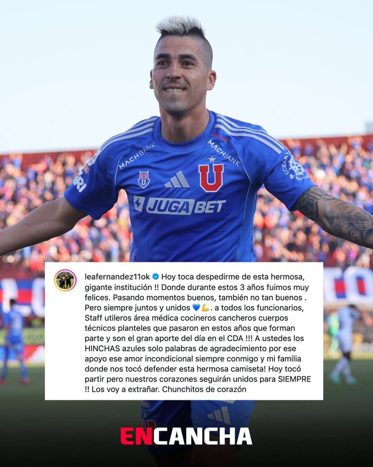 El jugador se despidió de los hinchas con emotivas palabras.