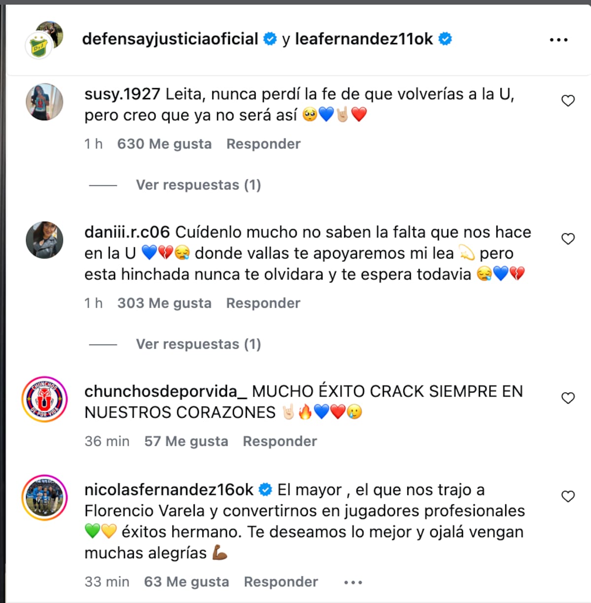 Algunos de los comentario de hinchas azules.