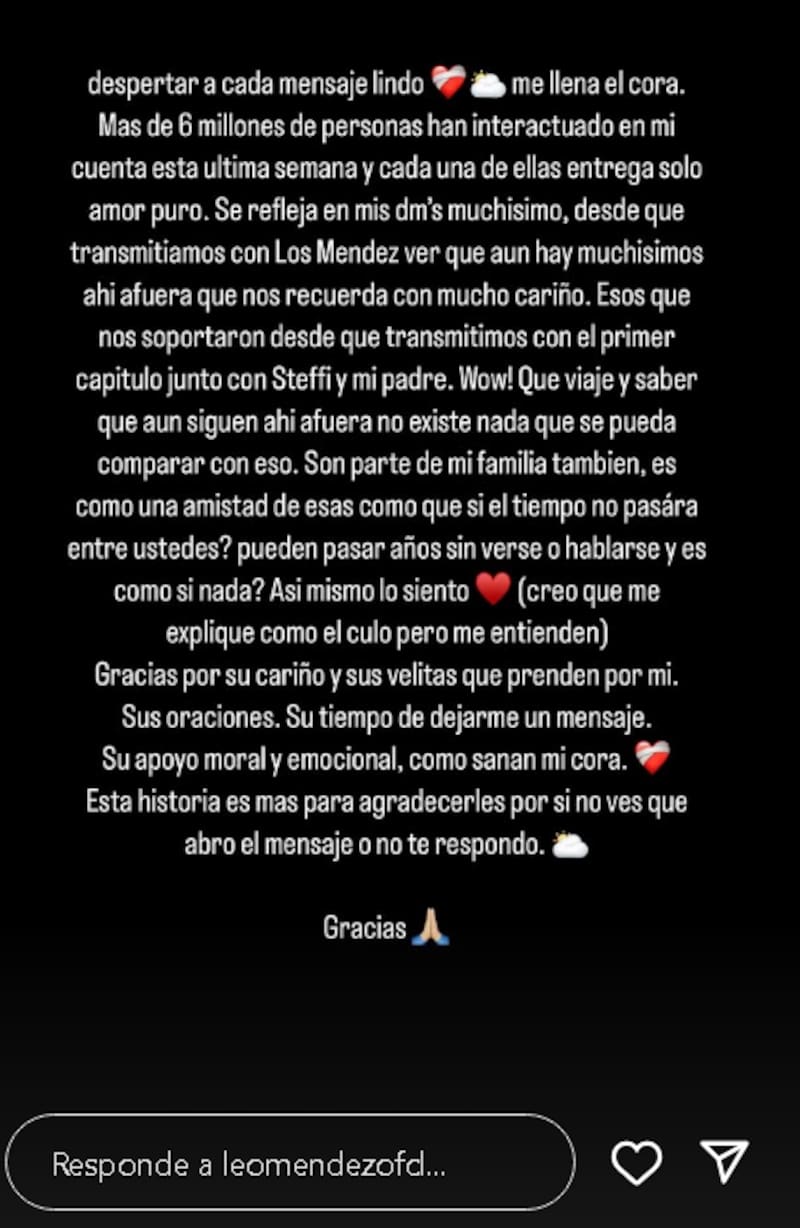 La reflexión del joven publicada en sus historias.