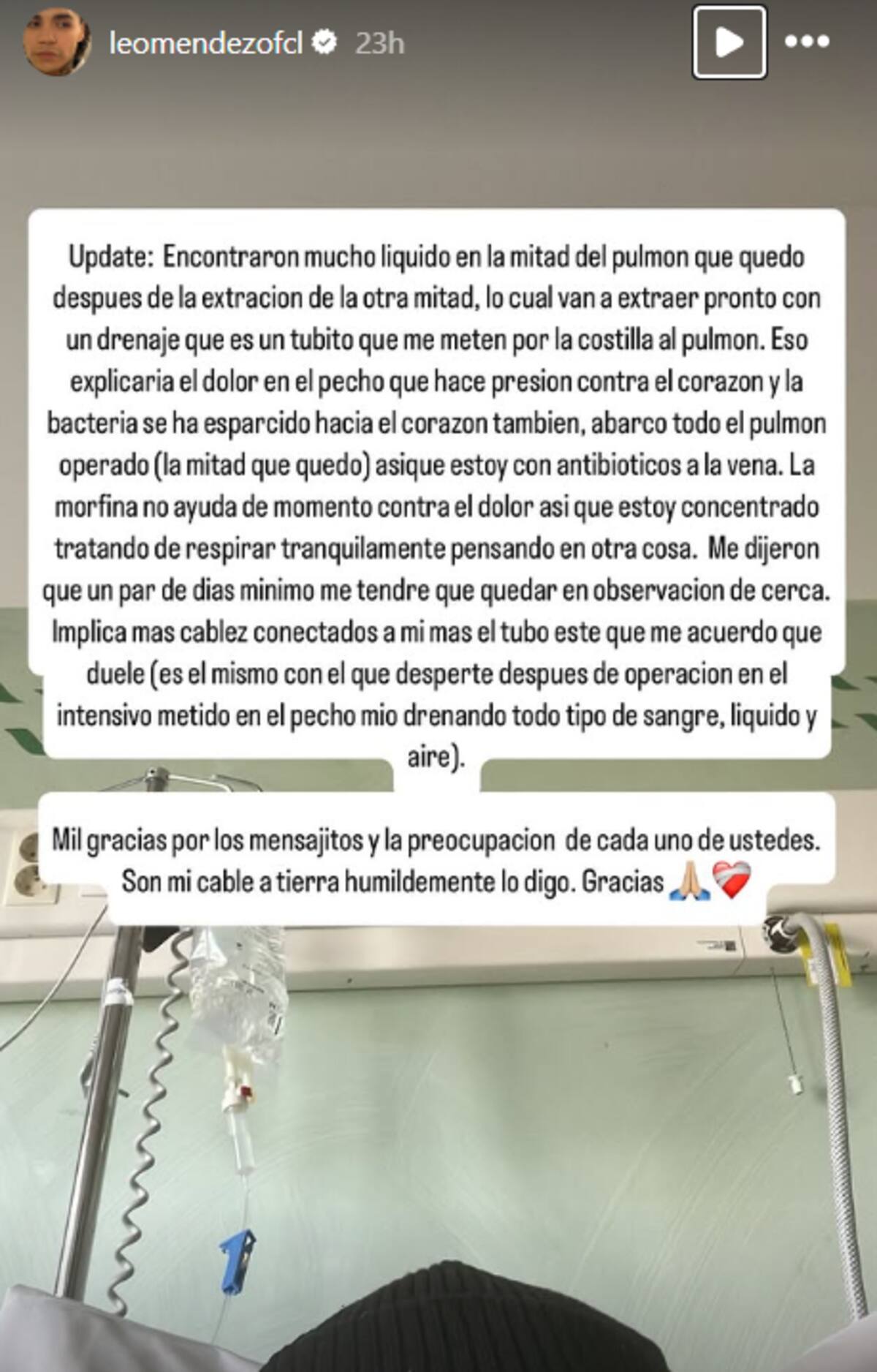 El hijo del cantante reveló complejo cuadro de infección.