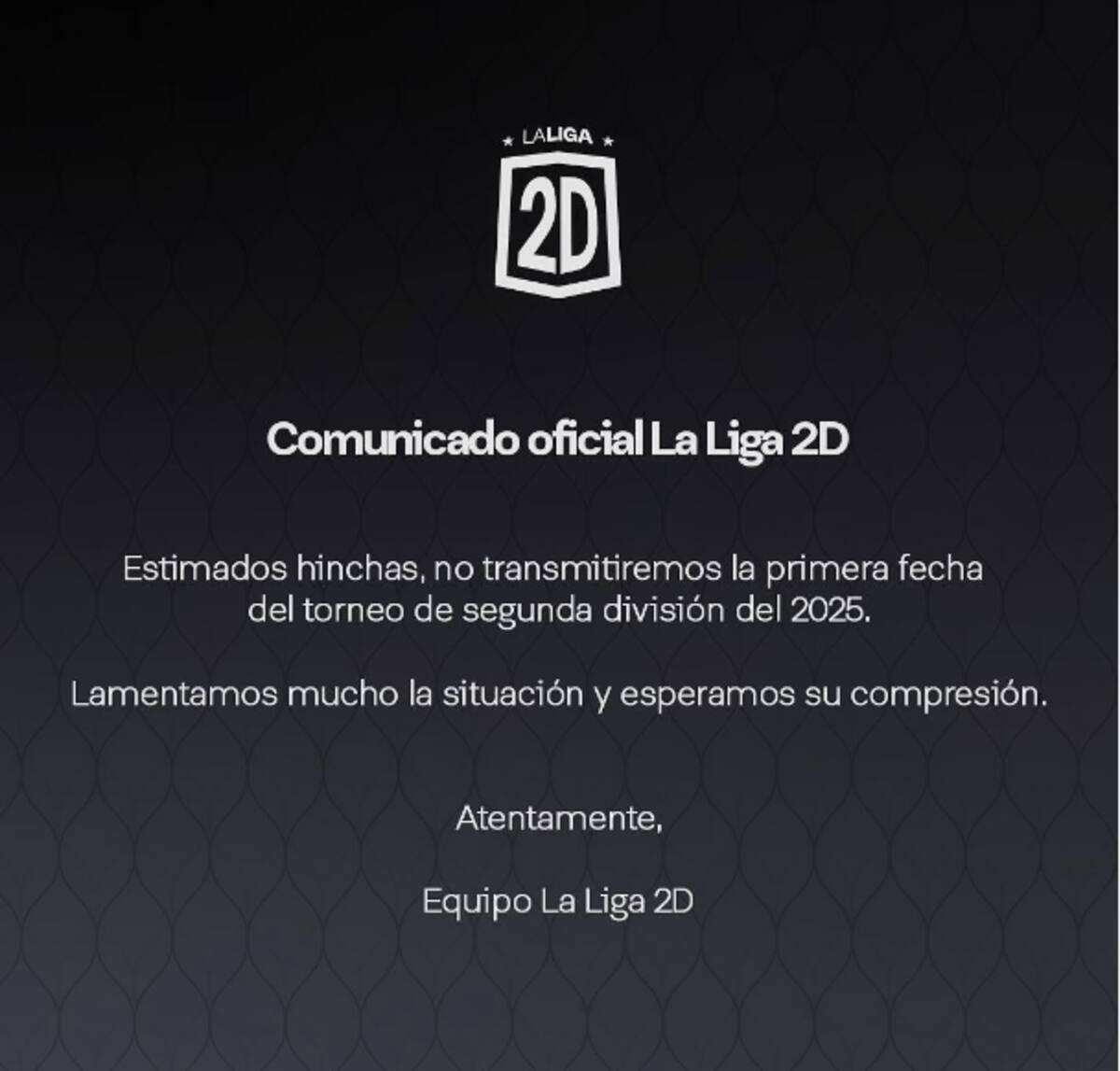 no transmitirá la primera fecha de la Segunda División. Foto: @laliga2d