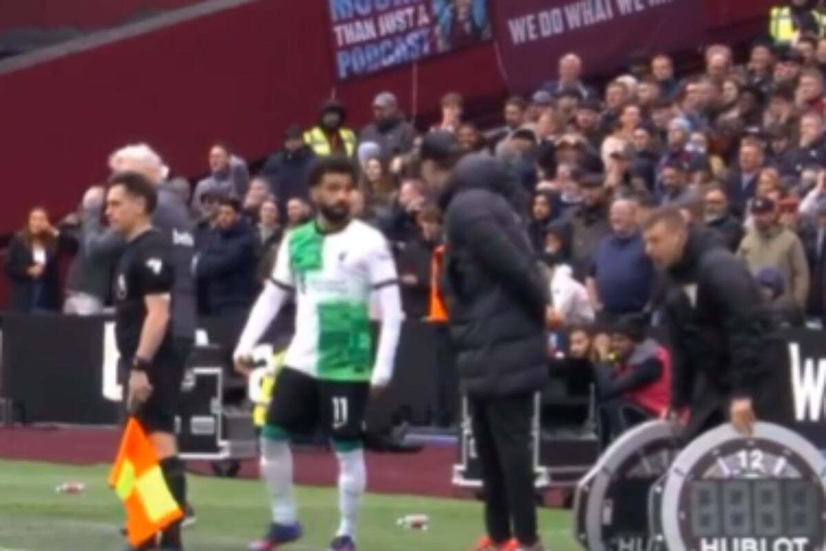 El encontrón entre Salah y Klopp.