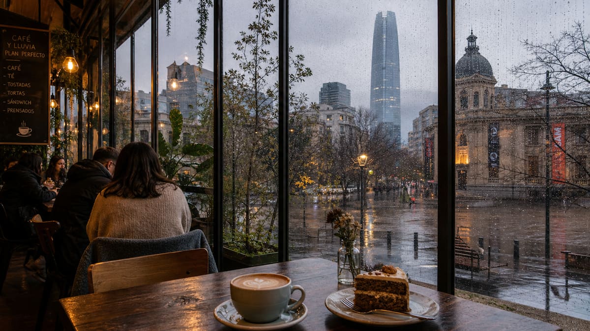 Cafeterías y miradores con vista a la lluvia de este miércoles en Santiago: 4 opciones en Lastarria, Providencia y el centro