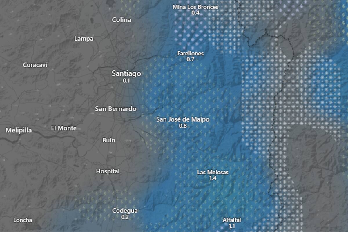 El día lunes, las precipitaciones caerán con mayor intensidad, posiblemente con tormentas eléctricas. Créditos: ECMWF - Windy.