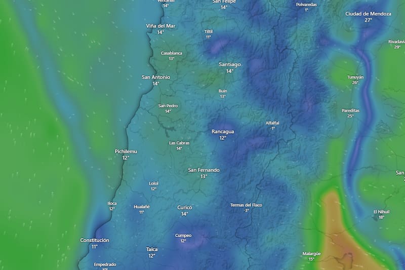 De acuerdo al pronóstico del profesional, este fin de semana podrían volver las precipitaciones a Santiago. Créditos: Windy.