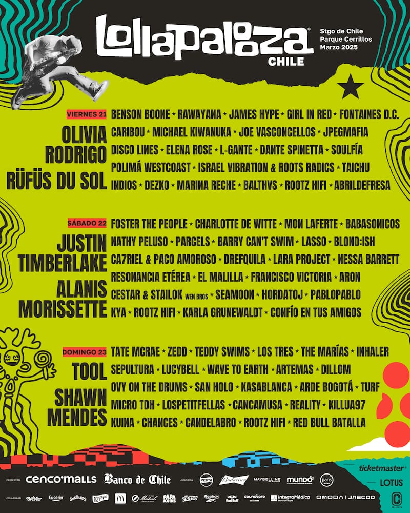 Lollapalooza Chile 2025 presenta su cartel diario