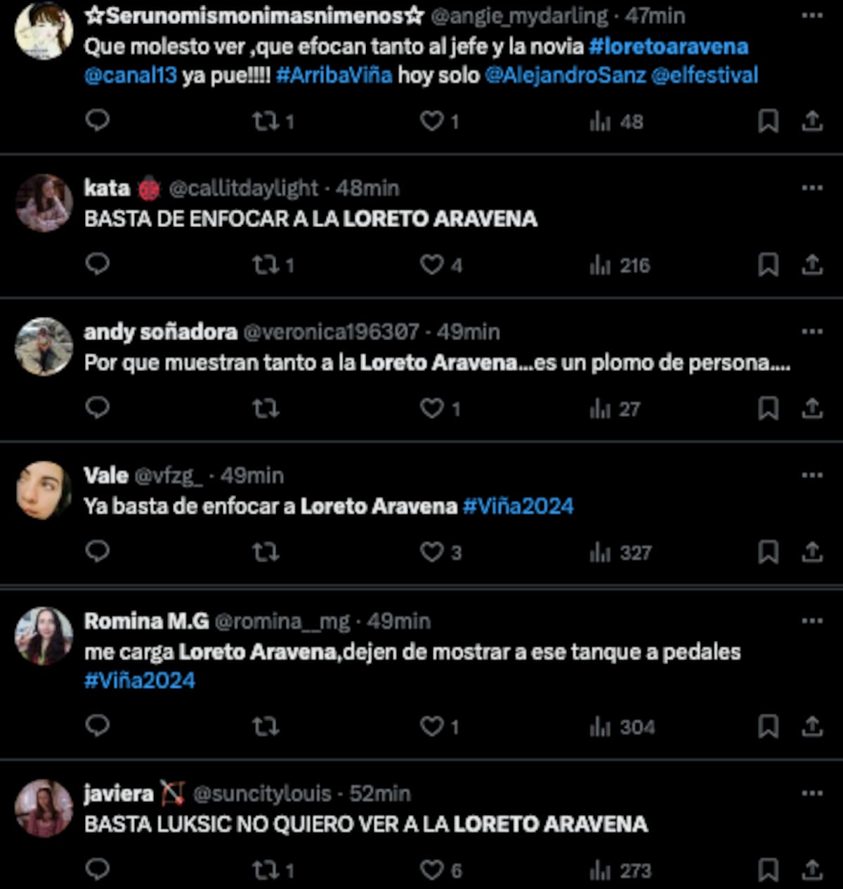 Algunas de las críticas en contra de Loreto Aravena.