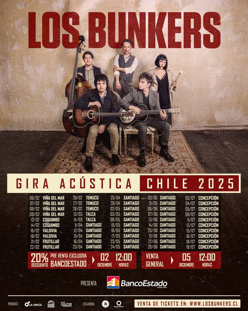 El detalle de la gira de Los Bunkers por Chile