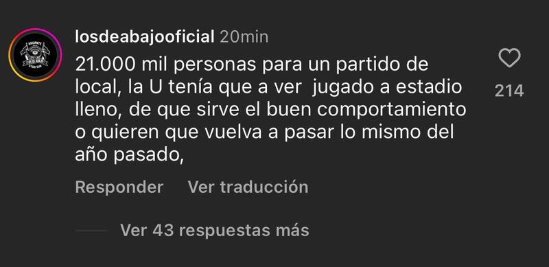 La barra de la U mostró su descontento por el aforo permitido para el duelo ante la U.