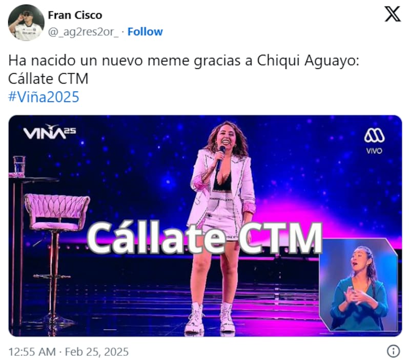 La comediante generó carcajadas en la Quinta Vergara y en redes sociales.