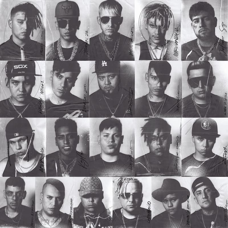 Parte de los 21 cantantes urbanos que se juntaron para grabar Los Shishi.