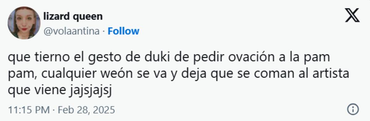 celebraron la actitud de Duki hacía Pampam en el Festival de Viña 2025