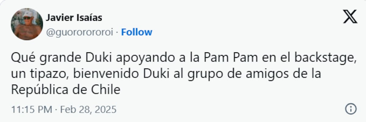 celebraron la actitud de Duki hacía Pampam en el Festival de Viña 2025