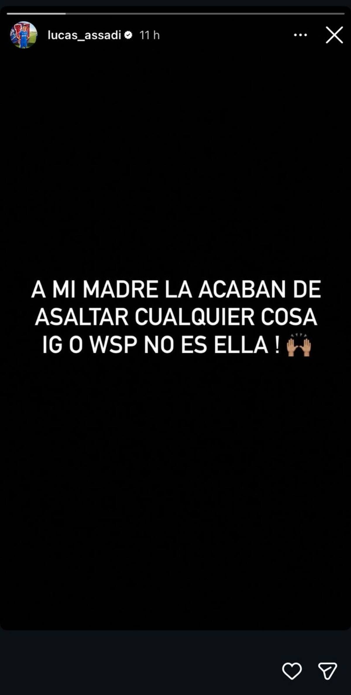 El mensaje de Lucas Assadi.