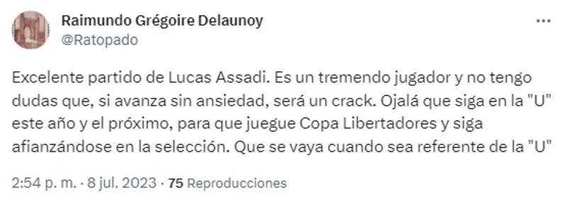El mediocampista de la U recibió los elogios de los hinchas por su actuación ante Huachipato