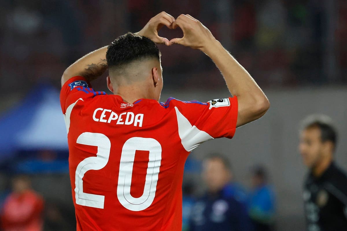 Lucas Cepeda celebrando su gol ante Venezuela