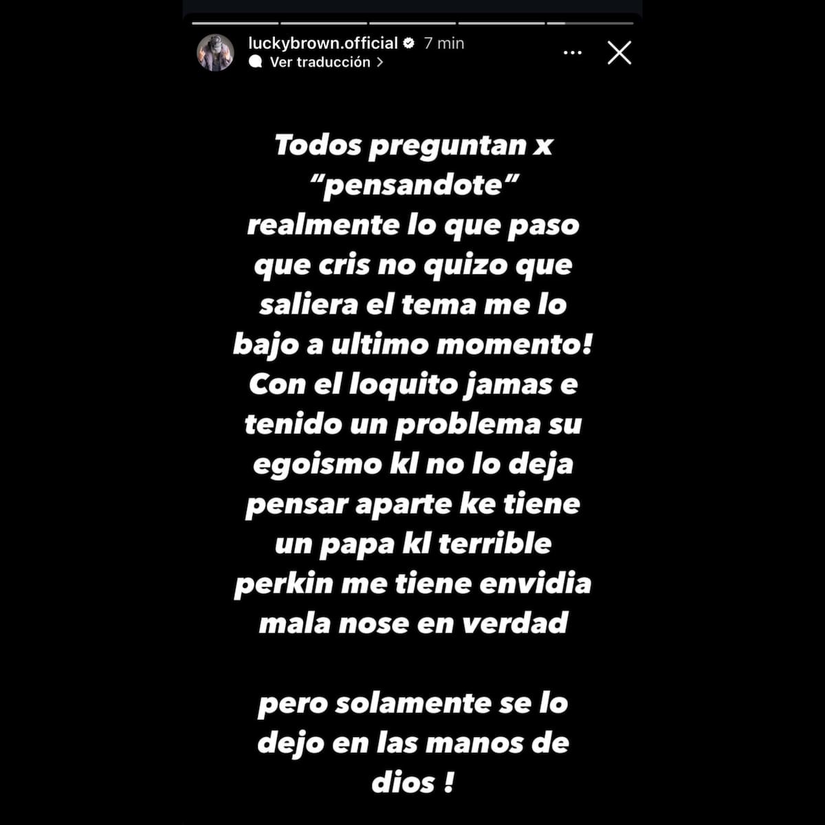 habría manifestado públicamente su descontento con Cris MJ.