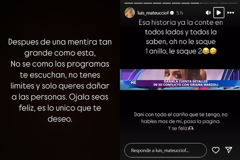 Luis Mateucci le pidió a Daniela Aránguiz que no hable más de él por redes sociales.