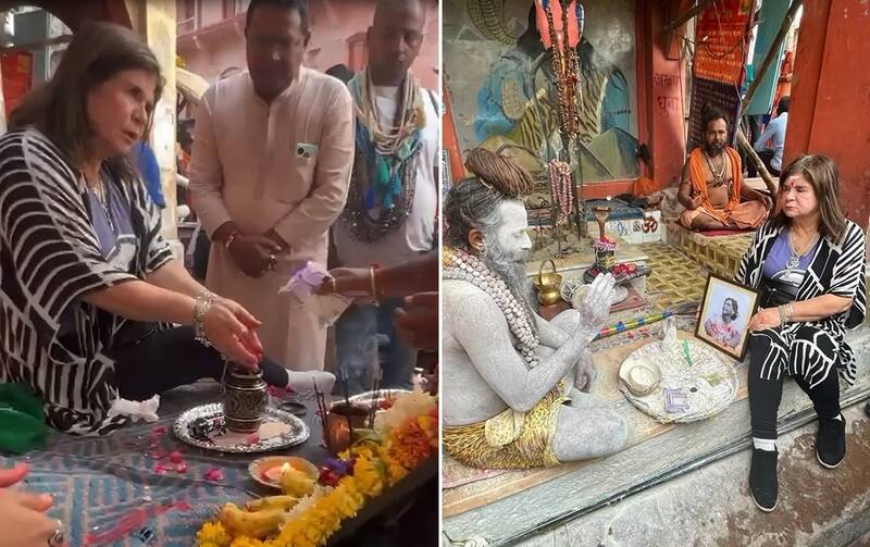 Madre de Claudio Iturra en una ceremonia a orilla del río Ganges. Créditos: Instagram