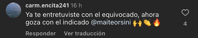 Maite Orsini y los comentarios en su post.