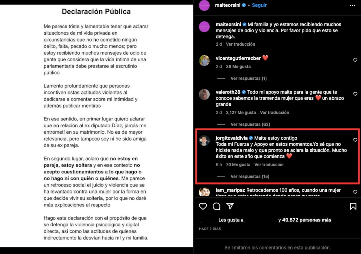 El exfutbolista le envió un mensaje de apoyo a la diputada.