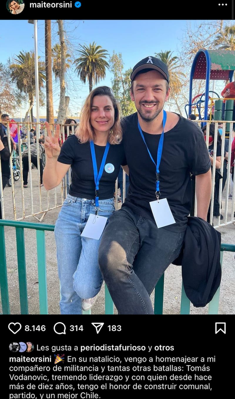 Maite Orsini y Tomás Vodanovic son compañeros de partido.