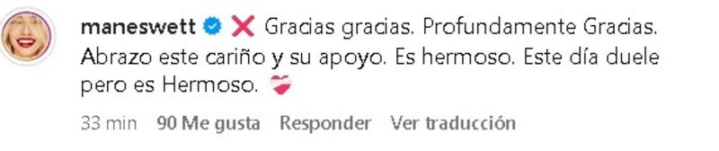 Mane Swett respondió a sus seguidores. Créditos: Instagram