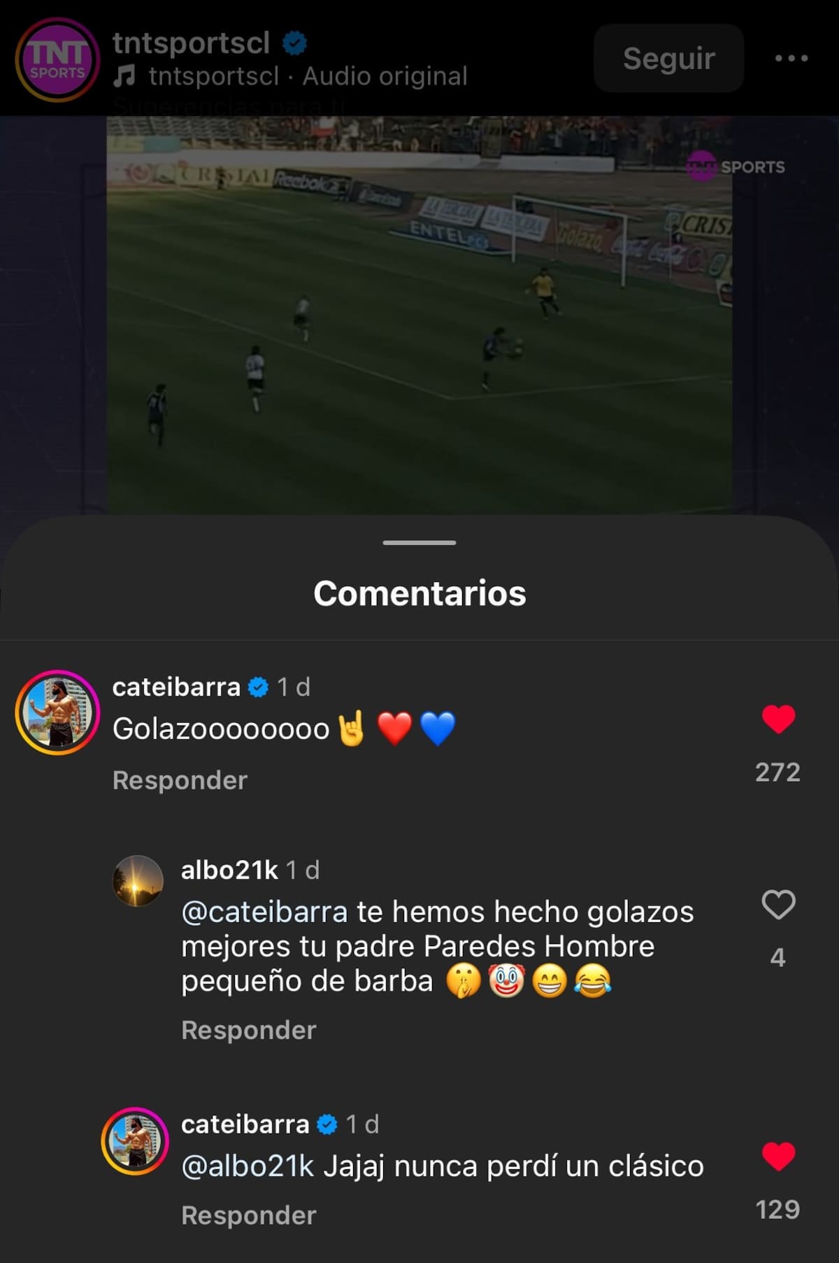 Le respondió a un hincha de Colo Colo que se burló de él.