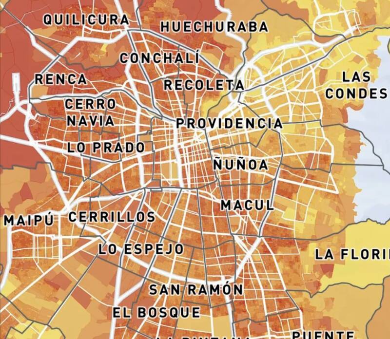 Según el trabajo de la UAI, mientras más rojo sea el color, mayor será el calor. Créditos: UAI / LUN.