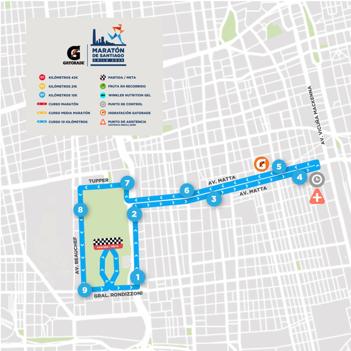 El recorrido de 10k de la Maratón de Santiago 2023