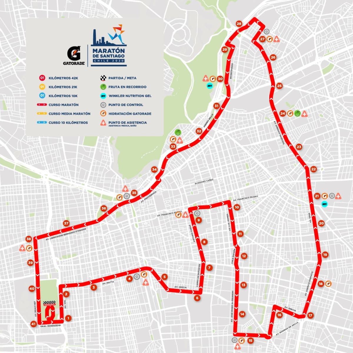 Maratón de Santiago y el recorrido de 42k.