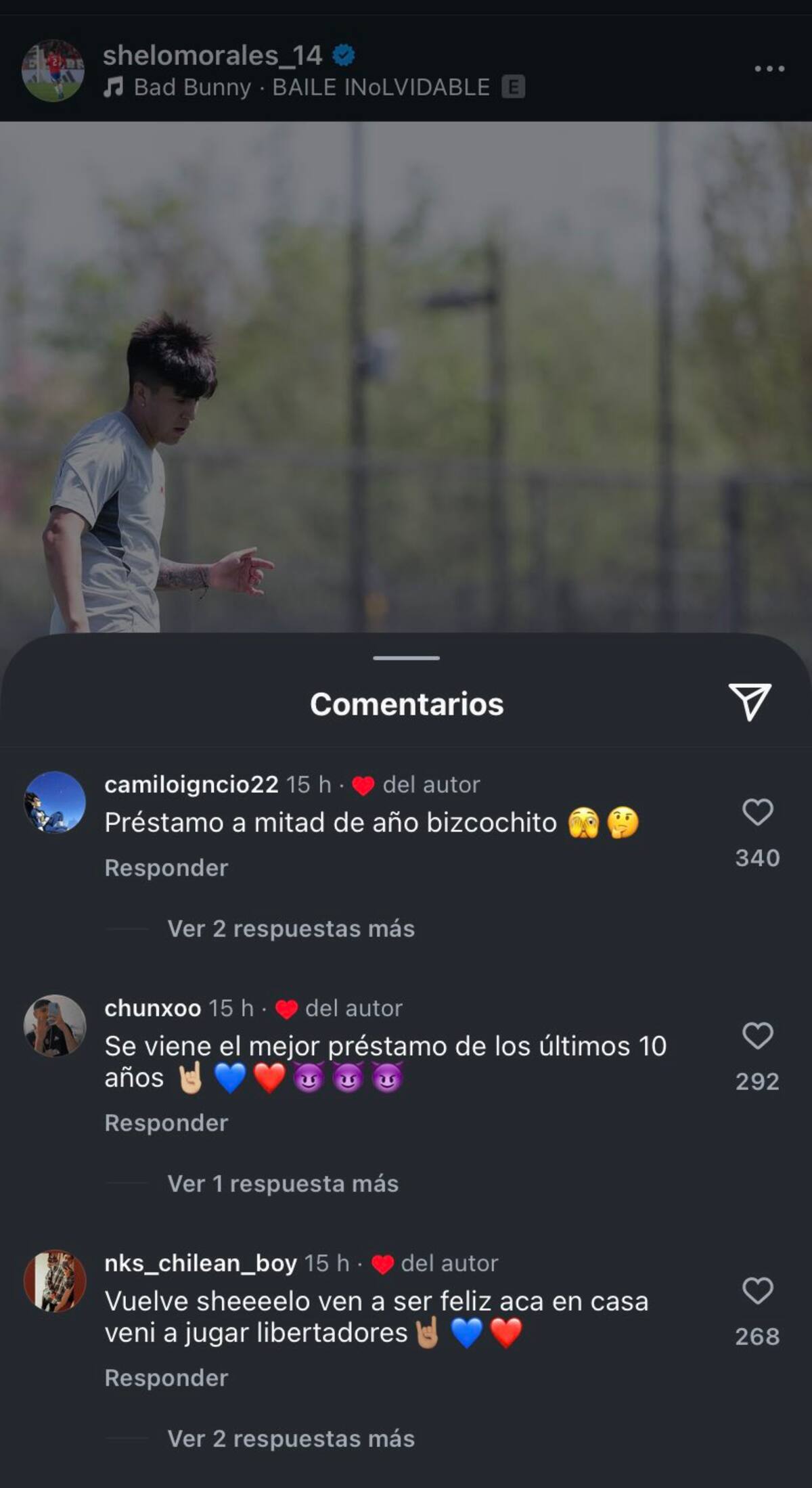 Comentarios en el Instagram del lateral.