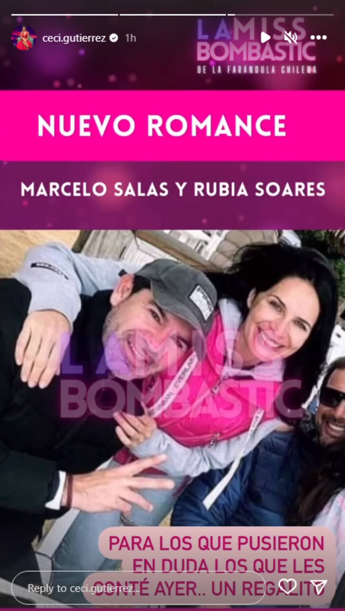 Cecilia Gutiérrez compartió por redes sociales una foto de Marcelo Salas y Rubia Soares después de que se enciendan rumores de romance entre ambos.