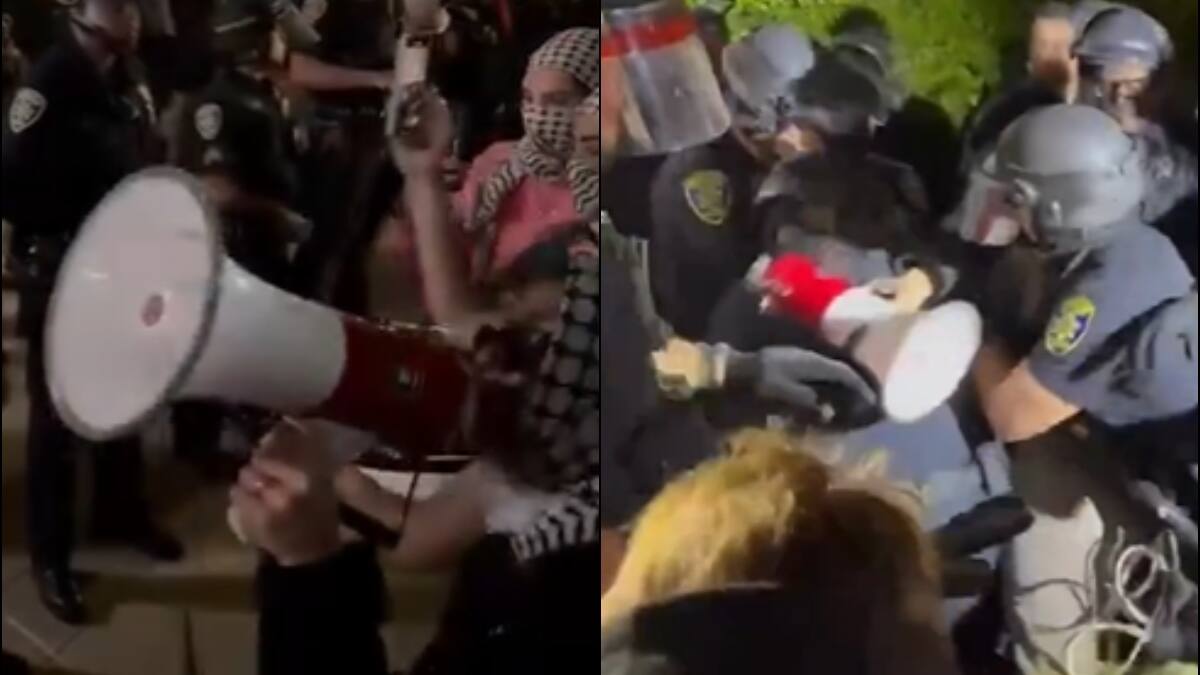 VIDEO: Policias detienen violentamente a una mujer en medio de protesta en apoyo a Palestina