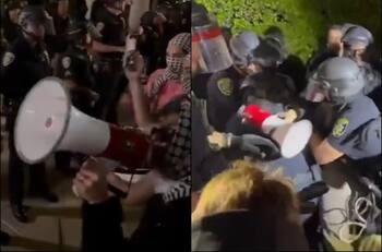 VIDEO: Policias detienen violentamente a una mujer en medio de protesta en apoyo a Palestina