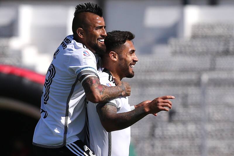 Marcos Bolados celebrando su tanto ante Palestino en el Campeonato Nacional.