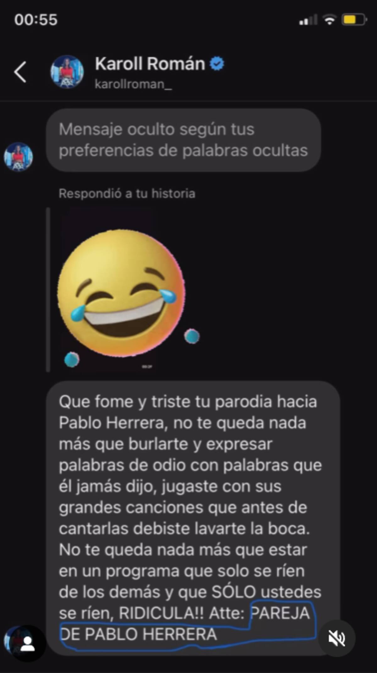 El mensaje privado que le llegó a María José Quiroz de parte de Karoll Román