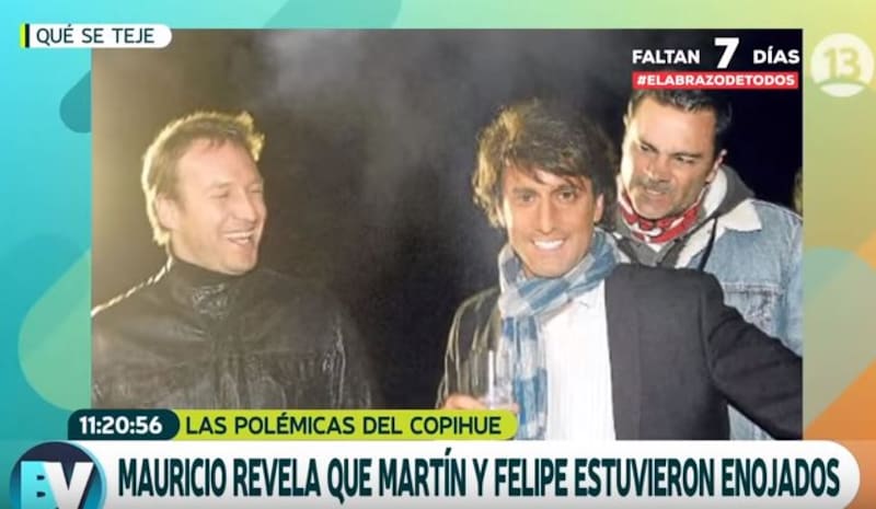 Martín Cárcamo y Felipe Camiroaga en la grabación de la película de Kramer