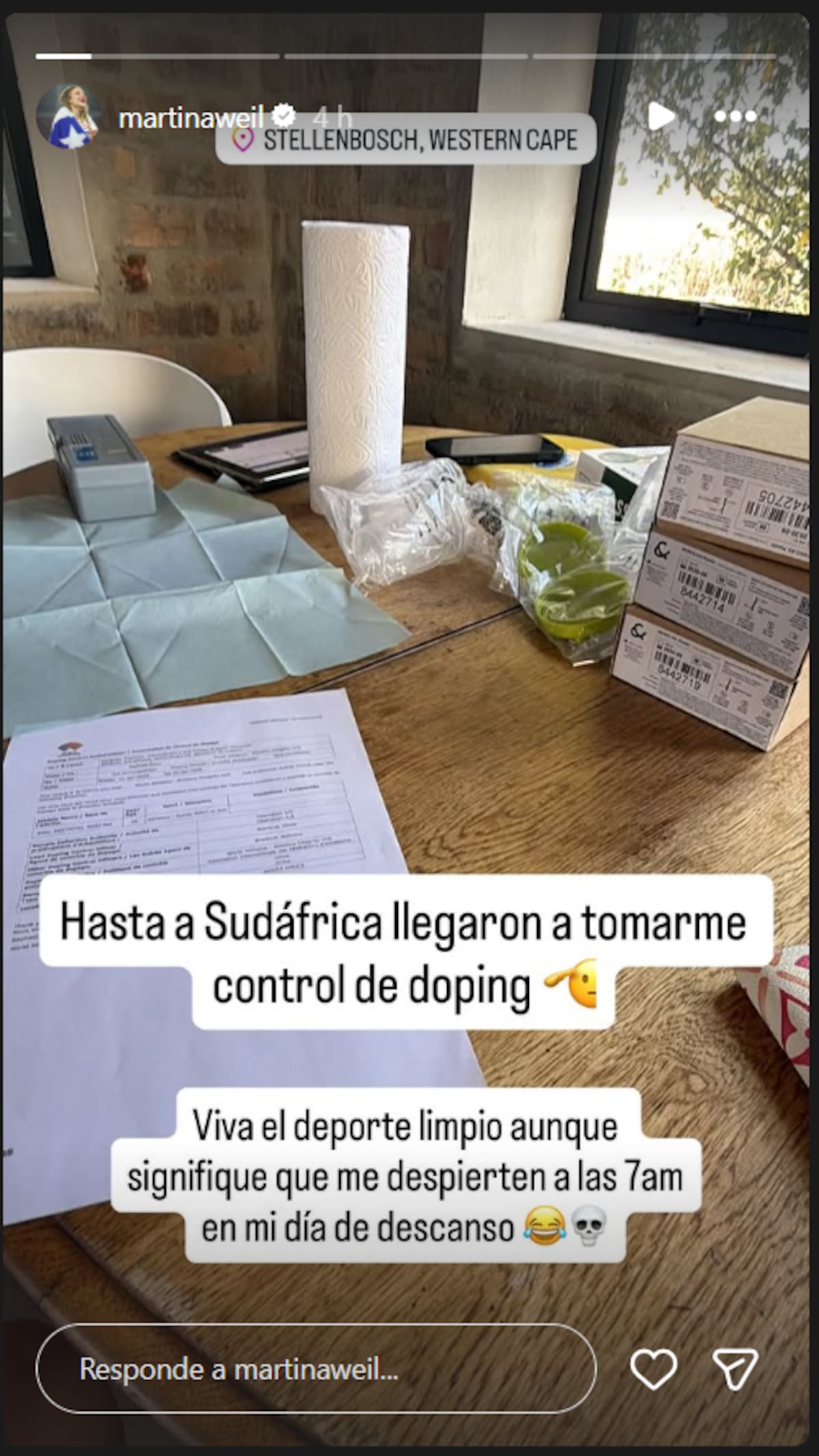 . El mensaje de la atleta.