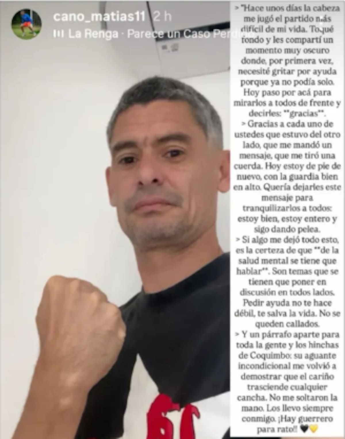 Reapareció en sus redes.