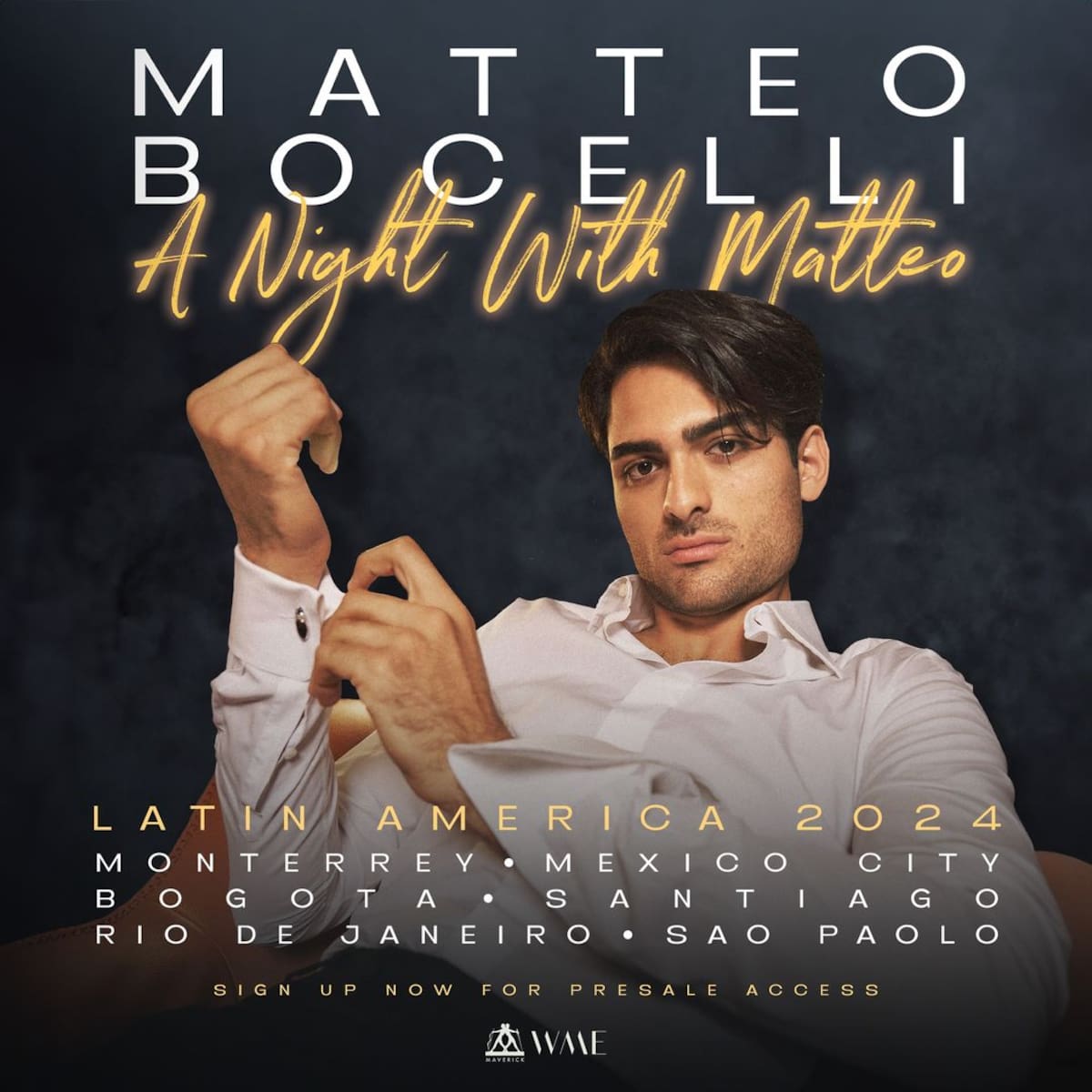 Matteo Bocelli recibió una ola de mensajes de chilenos tras anunciar su gira por Latinoamérica.